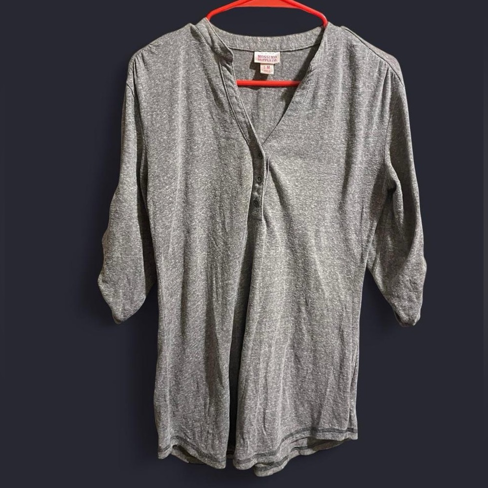 Mossimo Supply Co. Heather Gray Henley Top
